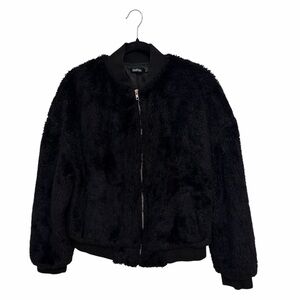 Boohoo Black Satin Bomber Jacket